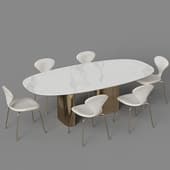 dining group with apriori st 240x120 table (statuario) and apriori ns chairs