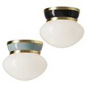 Piper Flush Mount 12 Satin Brass and Aquaverde