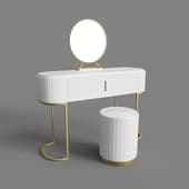 set of dressing table, mirror and pouf grooved chic