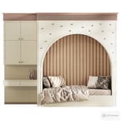 Custom-made children's room furniture with a bed and a workplace of 2