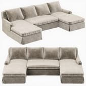 Restoration Hardware Belgian Classic Roll Arm Slipcovered U-Chaise sectional