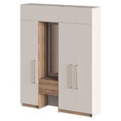 closet in the hallway with a mirror