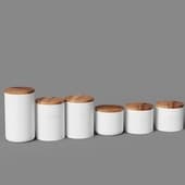 set of ceramic kitchen storage jars white