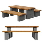 outdoor bench with table p06 / urban environment