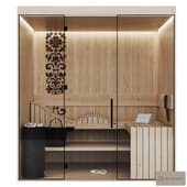 home sauna with russian ornament 017