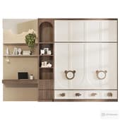 a shelving cabinet with a workplace for children 2