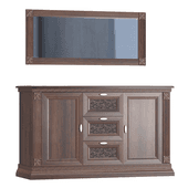 chest of drawers with mirror in classic style — dark walnut