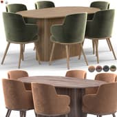 The armchair in the foyer and the dining table are oval Mono Stripe 160 beige