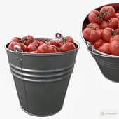 a bucket of tomatoes
