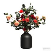 branches of eucalyptus and aster in a vase