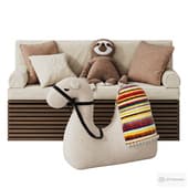 upholstered window seat for children's room 002 \ pillows