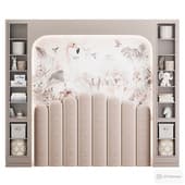 custom-made children's furniture (shelving and decorative upholstered wall) 3