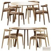 Dining Set Cph 25 Round Table CH20 Elbow Chair