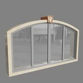 arched window in a stone frame