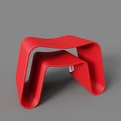 functional stand, console, buba stool red
