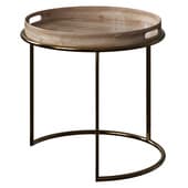 coffee table train round with tray light / brass