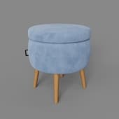 ottis pouf, velour brendy 8 blue, antique walnut