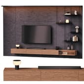 TV wall - TV wall with shelves P04