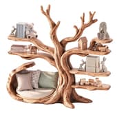 a shelf for a children's room and a children's library made of handmade solid wood