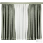curtains are straight herringbone with tulle