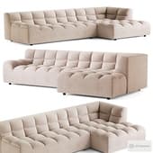Allure chaise longue rechts geweven stof bruin melange