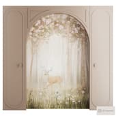 decorative arch-niche with cupboards for children