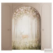 decorative arch-niche with cupboards for children