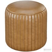 Saffron Spire Leather Pouf