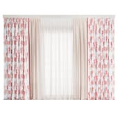 straight curtains for children's room with sea print and tulle