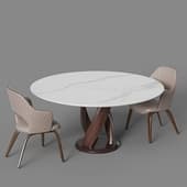 Group with table Virtuos D (D160) (Statuario Oro)