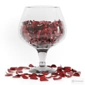 vase with rose petals