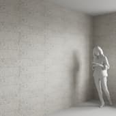 the wall is made of concrete, white relief