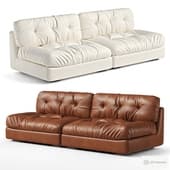 Tyffanie 102.4 Mid-Century Leather Feather Sofas Flared Arm Couch
