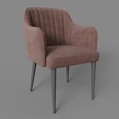 tulip chair, brown corduroy, black legs