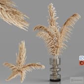 H25 geometric glass vase And Dry Pampas