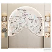 custom-made children's furniture (shelving and decorative upholstered wall) 4