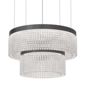 suspended cascading chandelier made of led rings with crystal metallic d60+80 6500k melchior