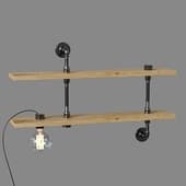 shelves made of pipes with a lamp