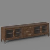 4-door glass media console with drawers in minimalist style