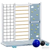rock-s swedish wall with climbing wall and spatial net is white