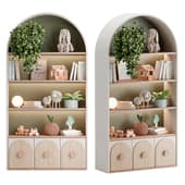 custom-made arched shelving for the nursery