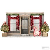 new year's decoration of the facade in russian style