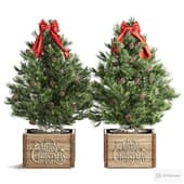 decorative christmas trees with a bow