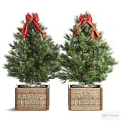 decorative christmas trees with a bow