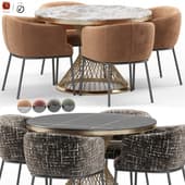 Don chair and Dining Table round artificial marble