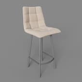 chilli q square semi-bar stool, beige velour black frame
