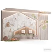 custom-made children's room with wood and decorative pillows