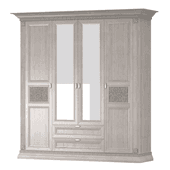 Four—door wardrobe in classic style - light oak