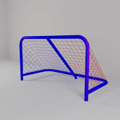 blue hockey gates with an ice rink net