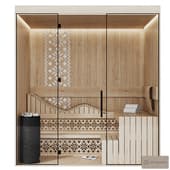 home sauna with russian ornament 018